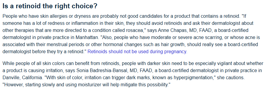 AAD guidance on retinoids and retinol
