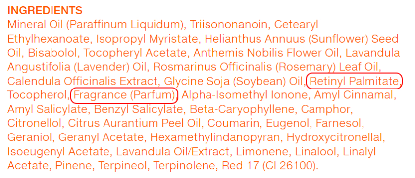 Bio-Oil Original ingredients list